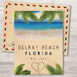 Cartão Postal Delray Beach Sand Tropical Palm Folaves