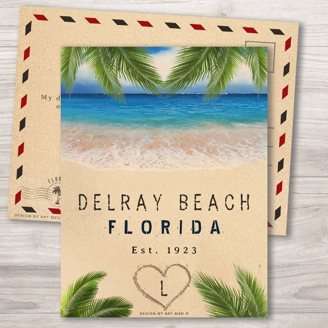 Cartão Postal Delray Beach Sand Tropical Palm Folaves (Criador carregado)
