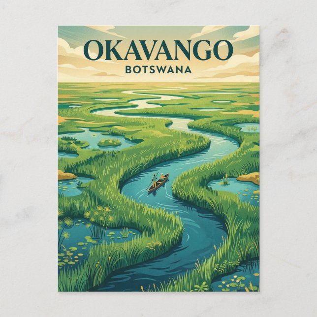 Cartão Postal Delta do Okavango, Maun, Noroeste (Frente)