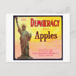 Cartão Postal Democracy Apple Crate LabelDufur, OU