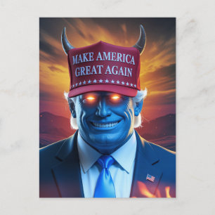 Cartão Postal Demônio num Chapéu Vermelho