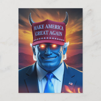 Cartão Postal Demônio num Chapéu Vermelho