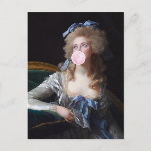 Cartão Postal Demure with Pink Bubble Gum (Frente)