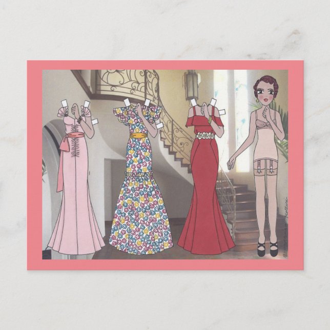 Cartão Postal Denise, Art Deco Lady de 1934 (Frente)