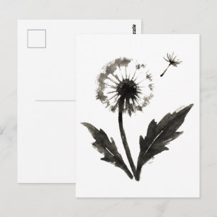 Cartão Postal Dente-de-leão Minimalista – Design da Natureza com