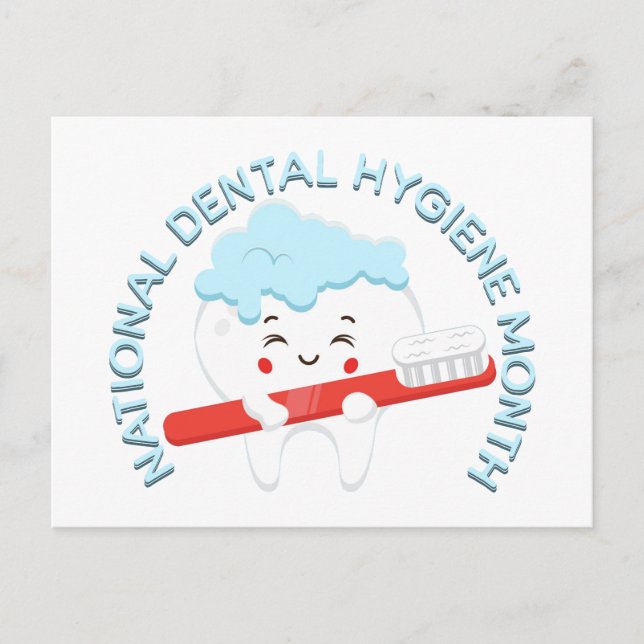 Cartão Postal Dente Feliz Mês de Higiene Dental Nacional (Frente)