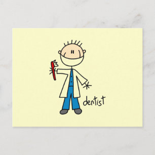 Cartão Postal Dentista Boneco de Palito