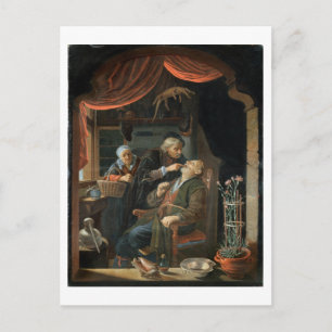 Cartão Postal Dentista examinando o dente de um velho (óleo de