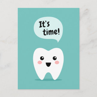 Cartão Postal Dentista lembrete de compromisso do dente kawaii
