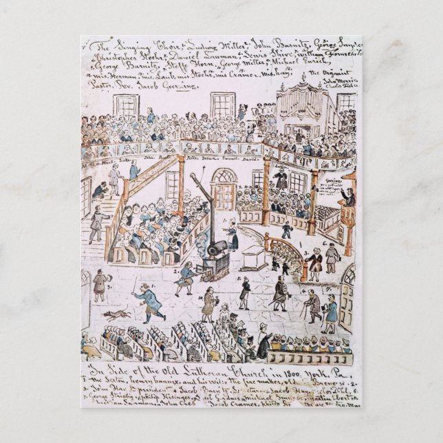 Cartão Postal Dentro da Antiga Igreja Luterana, Condado de York, (Frente)