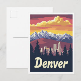 Cartão Postal Denver Colorado Arte Viagem Vintage