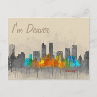 Cartão Postal Denver Colorado City Skyline Hq v3. sou Denver