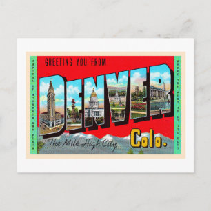 Cartão Postal Denver Colorado CO Vintage - Letra grande