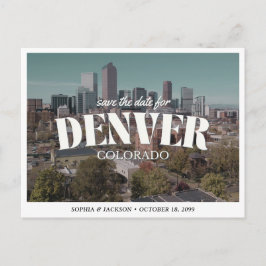 Cartão Postal Denver Wedding Save the Date Retro Destination