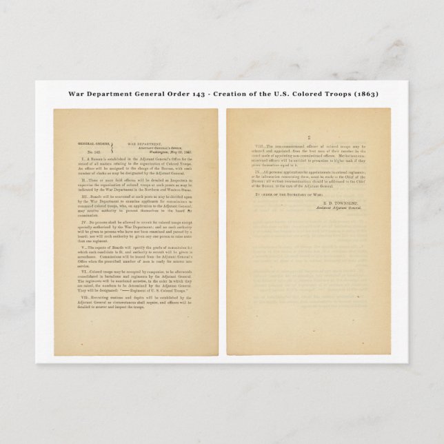 Cartão Postal Departamento de Guerra Ordem Geral 143 Tropas Colo (Frente)