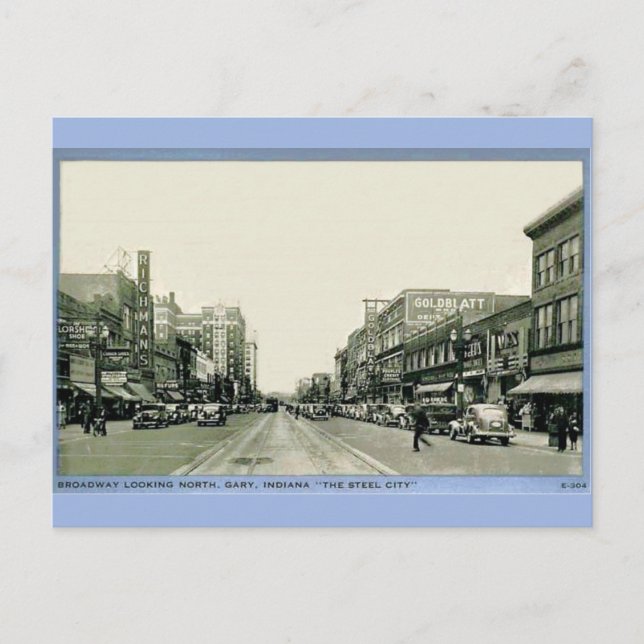 Cartão Postal Depression-era Gary, Indiana (Frente)