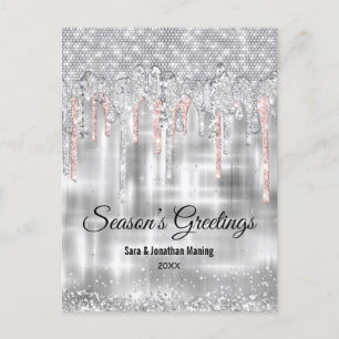 Cartão Postal Derramamento do ouro rosa de prata do ano novo de 