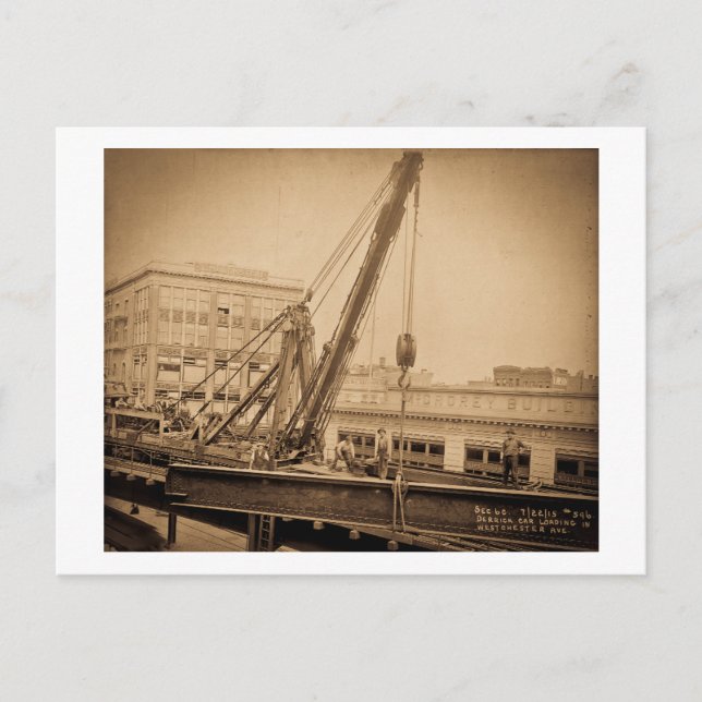 Cartão Postal Derrick Car Carregando Westchester Avenue Bronx NY (Frente)