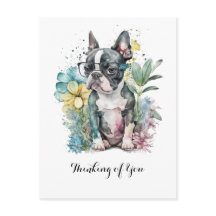 Descansar "Boston" Face Boston Puppy Glass Floral