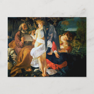 Cartão Postal Descanse no voo para o Egito por Caravaggio (1596)