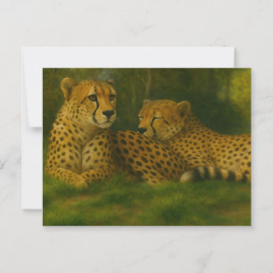 Cartão Postal Descanso de Cheetah Duo em Floresta