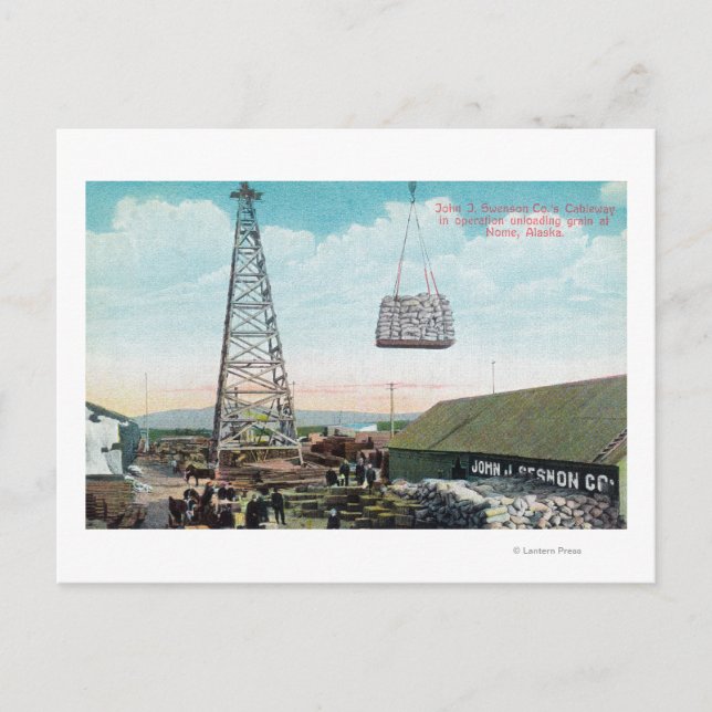 Cartão Postal Descarregamento de grão no canal telefônico Swenso (Frente)