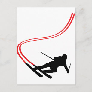Cartão Postal descida de esqui, faixa vermelha