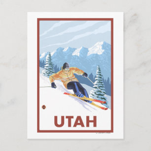 Cartão Postal Descida Snow SkierUtah