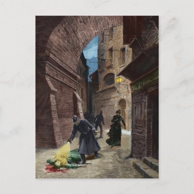 Cartão Postal Descoberta De Uma Vítima De Jack O Estripador (Frente)