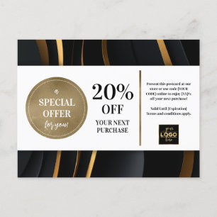 Cartão Postal Desconto de Cupão Dourado Moderno Elegante