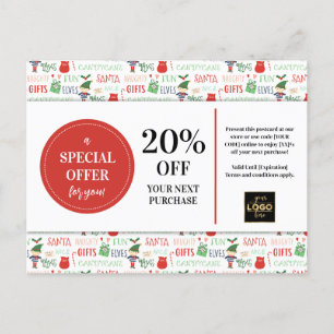 Cartão Postal Desconto de Cupão Personalizado de Natal