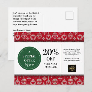 Cartão Postal Desconto Personalizado de Cupom do Sweap de Natal