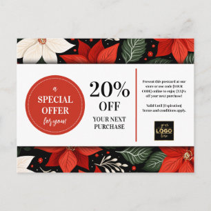 Cartão Postal Desconto Personalizado do Cupão de Poinsettias no