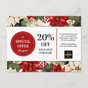 Cartão Postal Desconto Personalizado do Cupão de Poinsettias no