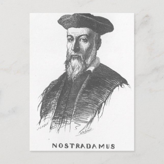 Cartão Postal Descrição - O retrato de Nostradamus, desenhado po (Frente)