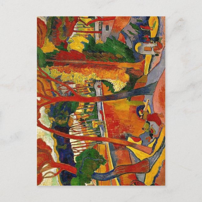 Cartão Postal Descrição resumida da estrada de viragem, L?Estaqu (Frente)