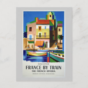Cartão Postal Descubra a França por Poster vintage de trem