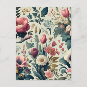 Cartão Postal Descubra o Deslumbrante Padrão Botânico Floral de