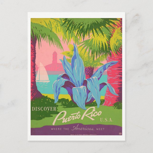 Cartão Postal "Descubra Porto Rico" (Frente)