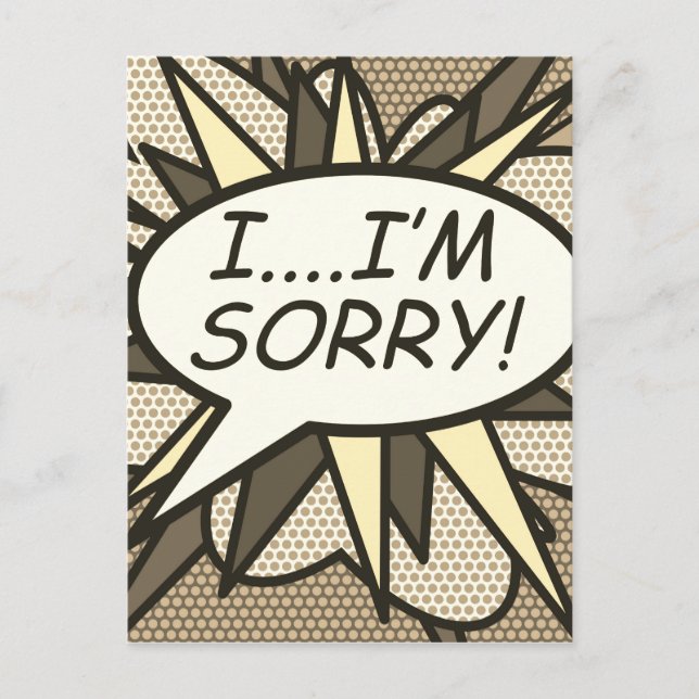 Cartão Postal DESCULPE! Arte Pop do Livro de Comédia Retroativo  (Frente)