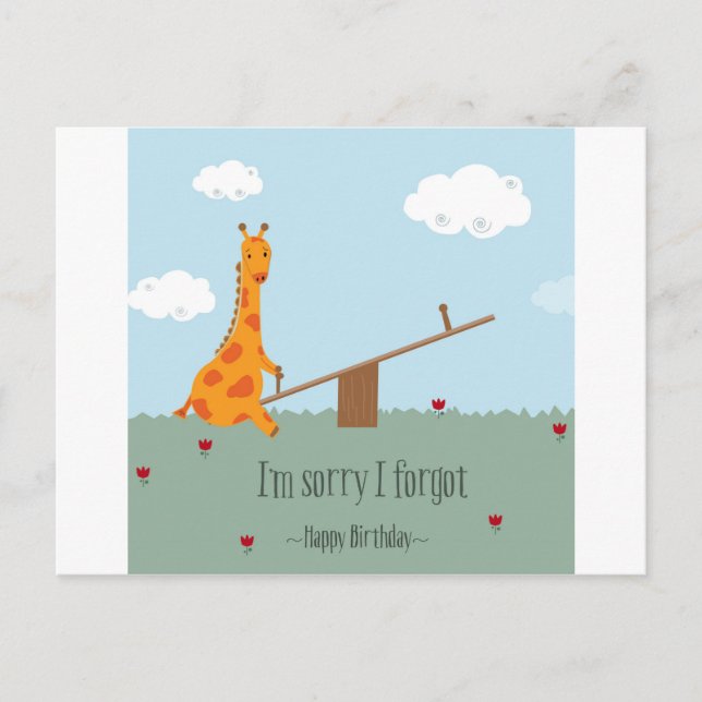 Cartão Postal Desculpe eu esqueci - Feliz Aniversário (Frente)