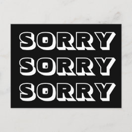 Cartão Postal Desculpe, negrito moderno preto e branco