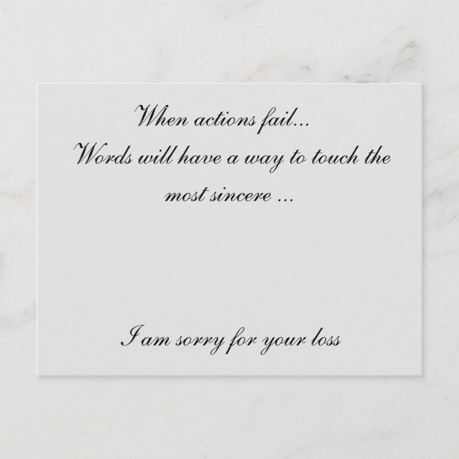 Cartão Postal Desculpe pela sua perda (Frente)