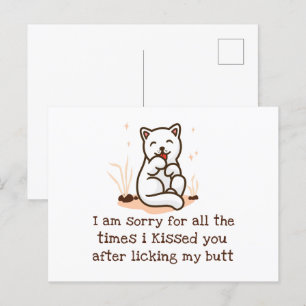 Cartão Postal Desculpe por Beijar Você Depois de Lamber Minha Bu