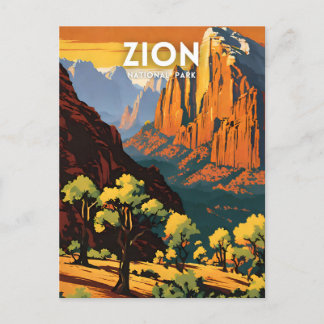 Cartão Postal Desdecoração retrô da ilustração do Zion National 