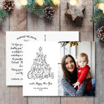 Cartão Postal Desejamos-lhe uma Feliz Foto Festiva de Natal<br><div class="desc">Espalhe a alegria de férias com este cartão-postal bonitinho com a arte da tipografia que diz "nós desejamos a vocês um natal alegre", ao lado da sua foto. O backside apresenta as saudações, o nome e a nota personalizados (ou apagar para deixar espaço para uma nota manuscrita). Adicione seu endereço...</div>