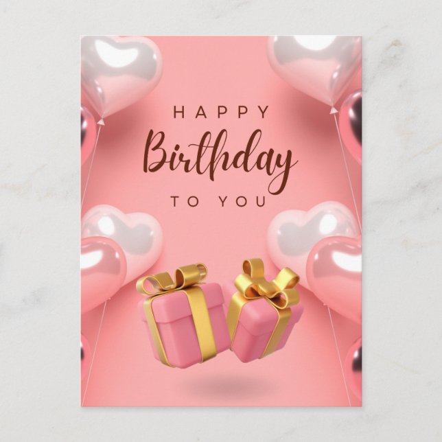 Cartão Postal Desejando feliz aniversário a você  (Frente)