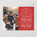 Cartão Postal Desejando-lhe uma foto de Natal muito feliz<br><div class="desc">Cartões de natal fotográficos movidos pela tipografia com as palavras "Desejar a você e a toda a sua família um Natal muito feliz e um maravilhoso Ano Novo".</div>