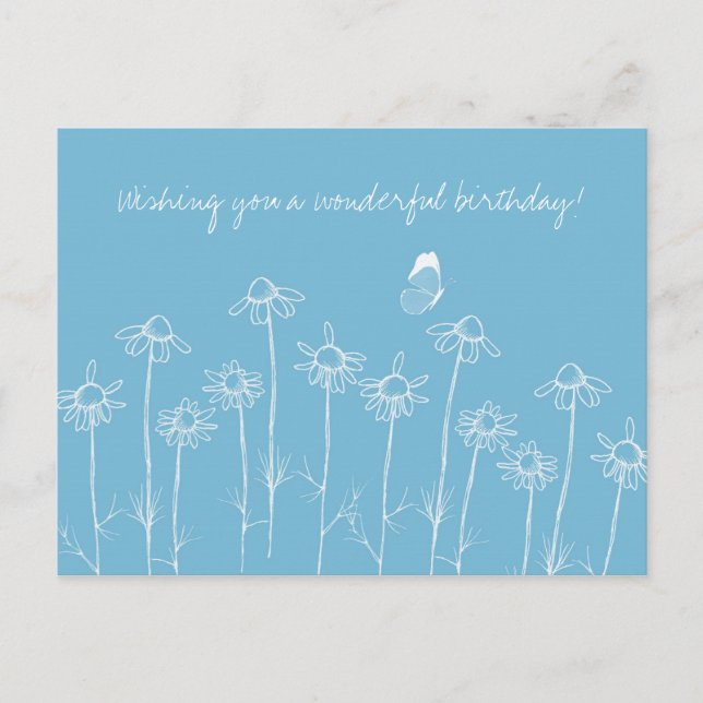 Cartão Postal Desejando Uma Maravilhosa Borboleta De Aniversário (Frente)