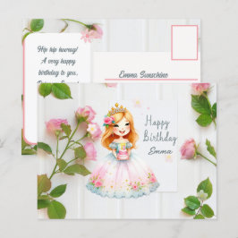Cartão Postal Desejos de Aniversário de Princesa